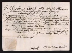 AUTHENTIC DOCUMENT RELIC S.JOANNIS A CRUCE 1762 BOSNIA ERZEGOVINA - Picture 1 of 1