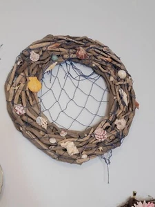 Handmade Nautical Shell And Driftwood Wreath - Picture 1 of 4