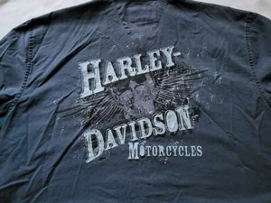 Harley Davidson Motorcycles XL Mechaniker Blau Kurzarm Hemd mit Knopfleiste - Bild 1 von 12