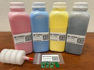 (205g x 4) Ricarica toner per Ricoh Aficio SP C435DN (SP C435A) + 4 chip di ripristino - Foto 1 di 2