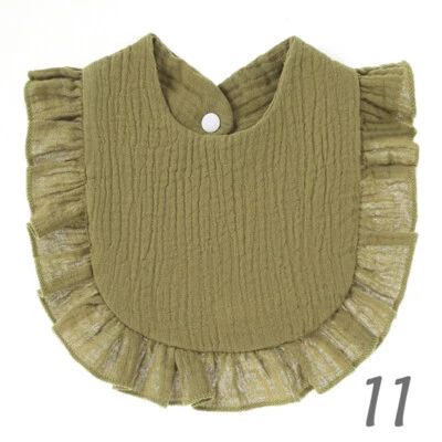 Baberos de babeo de alimentación para bebés bebés con volantes encaje toalla de saliva paño de eructo de algodón Foto 1 de 4