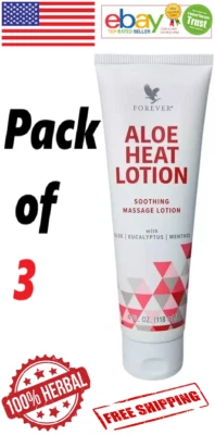 Confezione da 3 Forever Aloe HEAT LOTION lozione massaggiante lenitiva 118 ml...