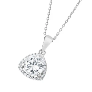COLLANA TRIANGOLARE APERTA ORO BIANCO SU ARGENTO STERLING DIAMANTI CREATI IN LABORATORIO - Foto 1 di 2