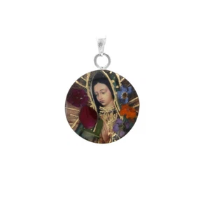 Sterling Silver, Round Virgen Guadalupe, Pendant, Religious, 925, Our Lady Guada - Picture 1 of 3
