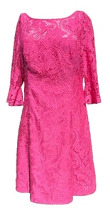 Lilly Pulitzer Allyson Spitzenkleid Gr. 12 rosa Tropen Blumen Ranken 3/4 ausgestellt NEU - Bild 1 von 16