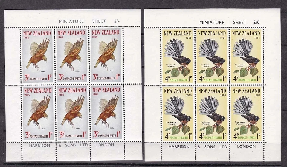New Zealand Scott #B69a//B70a MLH S/S of 6 Birds FAUNA CV$22+ - Image 1 of 1