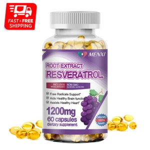 Resveratrol Maximum 1200 MG Strength Natural (60 CAPSULES) AntiAging Antioxidant - Picture 1 of 10