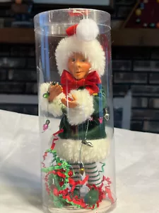 Byers Choice Kindle Navidad Enredo Posable Elfo Luz Cuerda Piel Sombrero Recortado + - Imagen 1 de 9