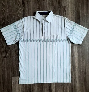 Vintage London Fog Stripe Pattern Collared Polo Shirt (Large) - Picture 1 of 11