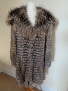 YVES SALOMON GOLD/BEIGE FOX FUR HOODED JACKET (NWOT) - SIZE 12 - Picture 1 of 10