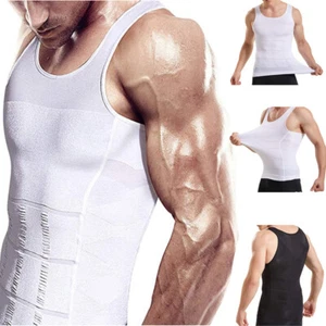 Fajas Men Compression Shirt Tank Top Slimming Body Shaper Posture Corrector Vest - Picture 1 of 15