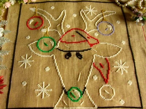 Lovely Abstract Deer Preworked Needlepoint Canvas - Picture 1 of 3