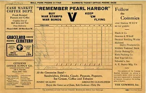 1942 Remember Pearl Harbor Wilder & Wilder 7.25x11.25 BB Score Card- 4 sig - JSA - Picture 1 of 3