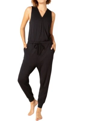 Beyond Yoga Easy Gather Midi Jumpsuit Women XS Black Sleeveless V Neck Jogger - Image 1 of 4