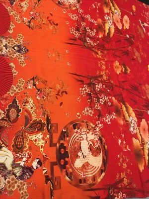 100% pure Silk heavy  Fabric 52”wide x 46” panel scarf dress shirt Christmas - Image 1 of 4