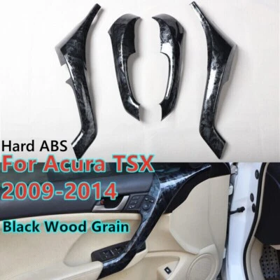 For Acura TSX 2009-2014 4Pcs Black Wood Grain Interior Door Armrest Cover Trim Foto 1 de 4