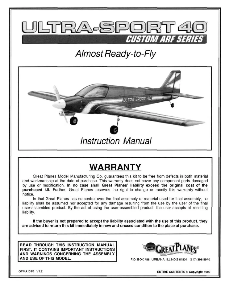 Great Planes Instruction Build Owner's Manuals VARIOUS MODELS ARF RTF Kits - Image 1 of 1