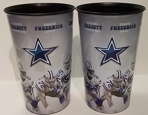 SET OF 2 Dallas Cowboys Tumbler Stripes Stadium Cup 32oz USED ONCE Cover