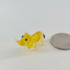 León de vidrio miniatura amarillo casa de muñecas animal selva - Imagen 1 de 3