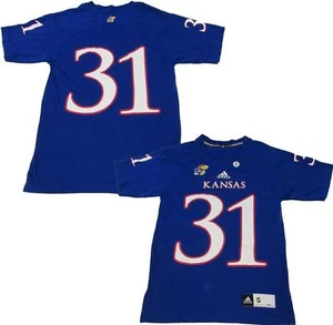 New Kansas Jayhawks #31 Mens Sizes S-M-L-XL-2XL Blue Adidas Football Jersey - Picture 1 of 8