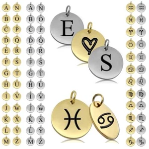 Stainless Steel Chains Pendant Zodiac Zodiac Letter Alphabet Charm - Picture 1 of 42