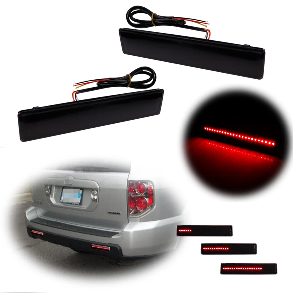 Luces de señal de freno trasero reflectores de parachoques LED de lente negra para Honda Pilot 06-08 Foto 1 de 4