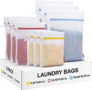 9 Pack Laundry Bag, Durable Mesh Laundry Bags with Sturdy Zipper, Hanging Loop a - Picture 1 of 12
