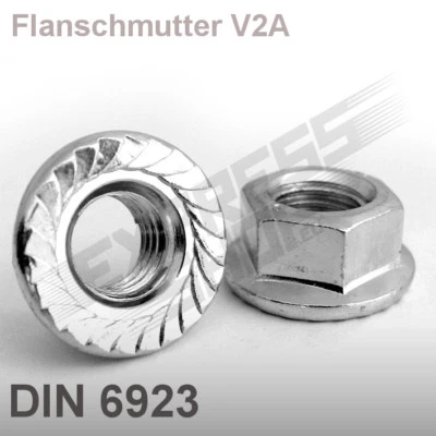 Flanschmutter Edelstahl V2A Edelstahlmutter M3-M12 mit Sperrverzahnung - Bild 1 von 4