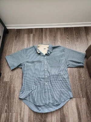 Haggar Mens Green Black Checked XL Shirt Short Sleeve Wrinkle Free Casual Dress  - Image 1 of 4