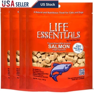 All Natural Freeze Dried Salmon Treats Cats Dogs Grain Free Snack 5oz Pack New - Picture 1 of 6