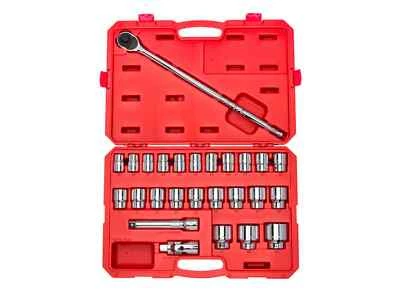 3/4 Inch Drive 6-Point Socket and Ratchet Set with Case, 26-Piece (19-50 mm) - Image 1 of 4
