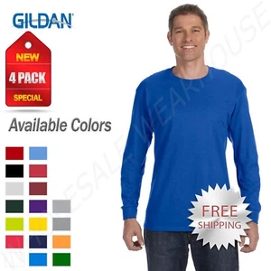 NEW 4 Pack Gildan Men's Heavy Cotton 5.3 oz Long Sleeve T-Shirt P4-G540 - Picture 1 of 19