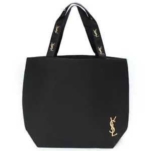 Yves Saint Laurent YSL Tote Bag Black Gold Embroidery Logo Novelty F/S - Bild 1 von 9