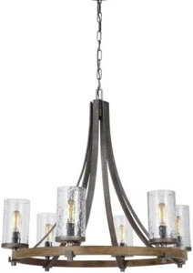 Feiss F3134/6DWK/SGM Angelo Glass Chandelier Lighting with Shades, Iron, 6-Light - Picture 1 of 1