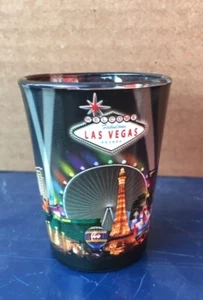 Las Vegas Strip PCF Souvenirs Night Lights Shot Glass Skyline - Picture 1 of 1