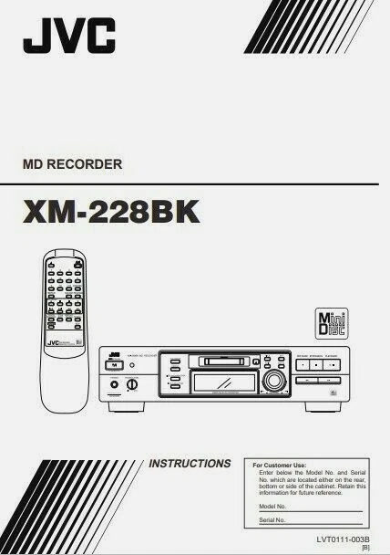 JVC XM-228BK - Minidisc MD Recorder Deck   Operating Instruction - USER MANUAL  - Image 1 of 1