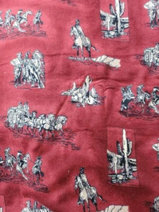 VINTAGE COWBOYS OLD WEST Robt. Kauffman double sided Flannel Fabric 3.5+ yds - Picture 1 of 3