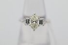 Women's 1.38 Carat Fancy Light-Yellow Marquise Diamond Platinum Engagement Ring