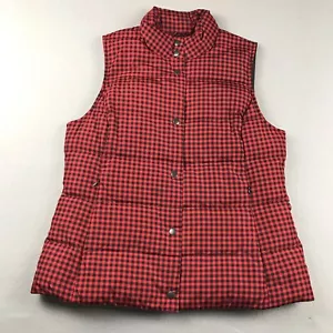 J Jill Puffer Vest Womens MP Red Check Down Filled Snap Up Lightweight Jacket - Picture 1 of 10