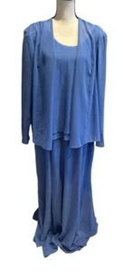 Ursula Of Switzerland Heather Blue Mock Two-Piece Gown with Jacket Size 22W $398 - Picture 1 of 3