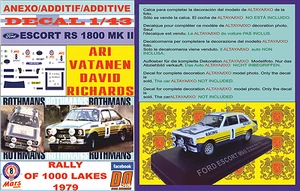 ANEXO DECAL 1/43 FORD ESCORT RS 1800 MK II ROTHMANS VATANEN 1000 LAKES 1979 (12) - Picture 1 of 1