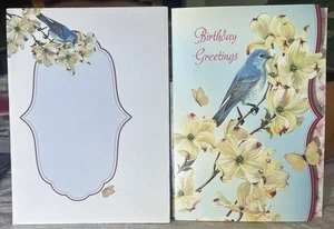 Tarjeta de felicitación de feliz cumpleaños troquelada vintage con sobre 7,5x5,5 nuevo comienzo - Imagen 1 de 6