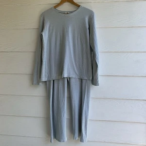 LAKE Pima Cotton Pajama Set Green Striped Women’s Size L Comfy Lounge Relax - Picture 1 of 7