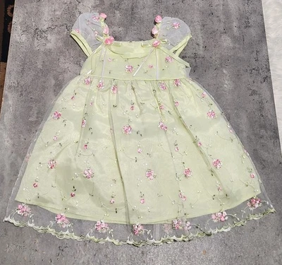 Vestido Biscotti Collezioni Bebé Niña 12 Meses Bordado Floral Verde Foto 1 de 4