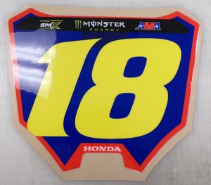 HONDA LAWRENCE 18 NUMBER PLATE DECAL GRAPHIC MOTORCROSS SUPERCROSS - Picture 1 of 5
