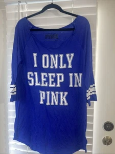 Victoria's Secret PINK I Only Sleep In PINK blau/weiß Fußball Trikot Oberteil Gr. L - Bild 1 von 5