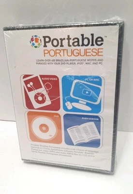 Portable Portuguese for DVD iPod Mac & PC 2 DVDs & CD Brand New Sealed - Image 1 of 4