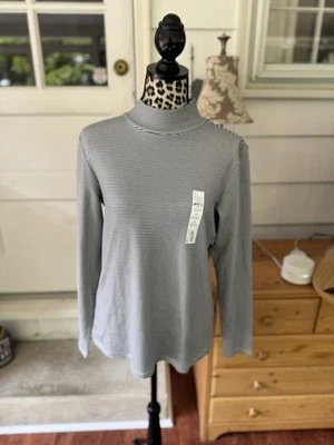 Camiseta Croft & Barrow Mujer Manga Larga Cuello Simulado Azul Marino Talla M Nueva Algodón Foto 1 de 4