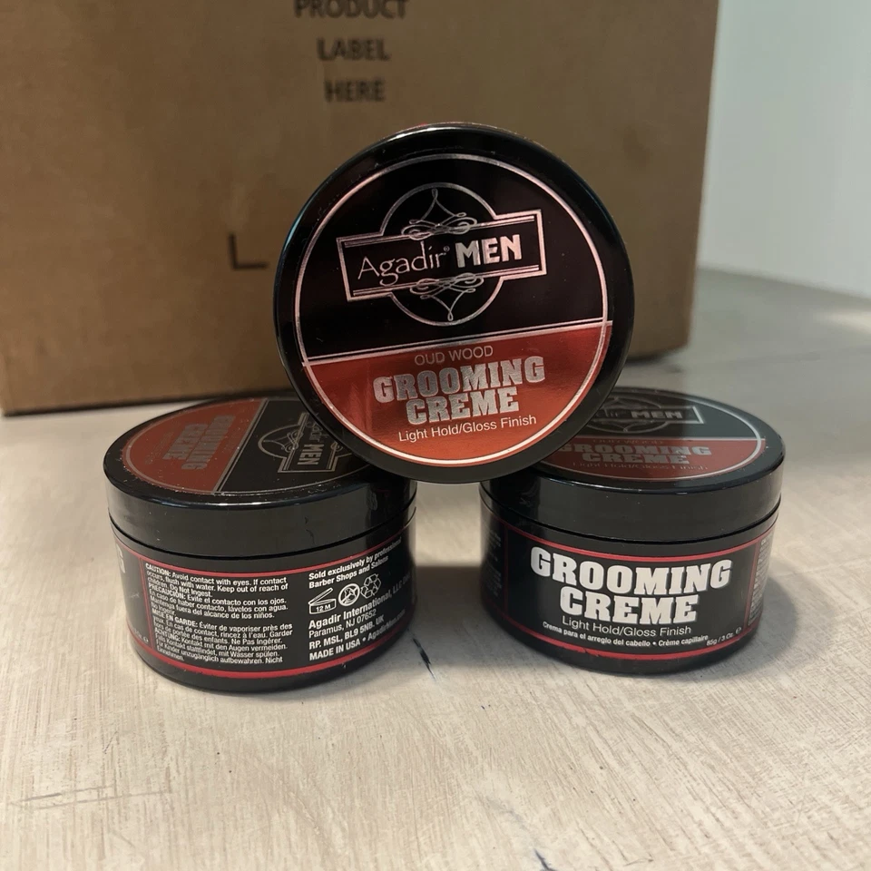 Agadir Men Grooming Creme Light Hold Gloss Finish 3 oz Pack of 3 - Image 1 of 1