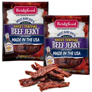 Sweet Baby Ray’s Beef Jerky Sweet Teriyaki 3.25 oz Pack of 2 - Protein-Rich S... - Picture 1 of 8
